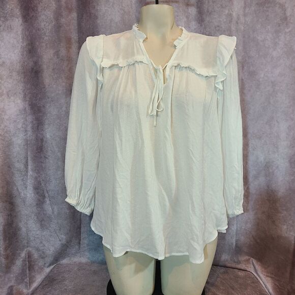 Status by Chenault Ivory Peasant Top Size M - Picture 2 of 5